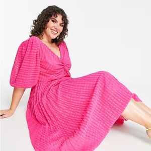 ASOS Design Textured Pink Midi Dress 18